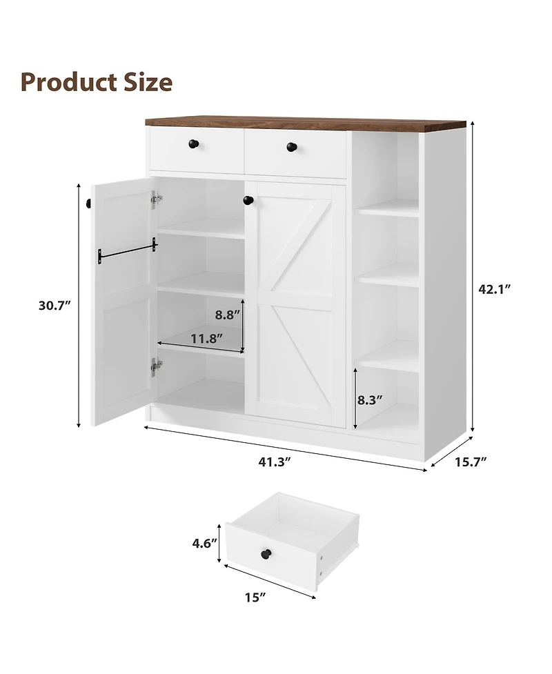 gaomon 42" Tall Shoe Cabinet with Doors & Drawers, 4-Tier Adjustable Shoe Storage Organizer