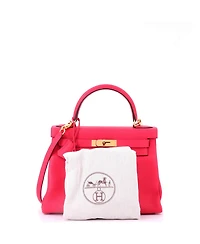 Pre-Owned HERMES Kelly 28 Handbag Pink Clemence with Gold Hardware