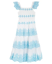 Rare Editions Girls' 7-16 Smocked Square Neck Dress