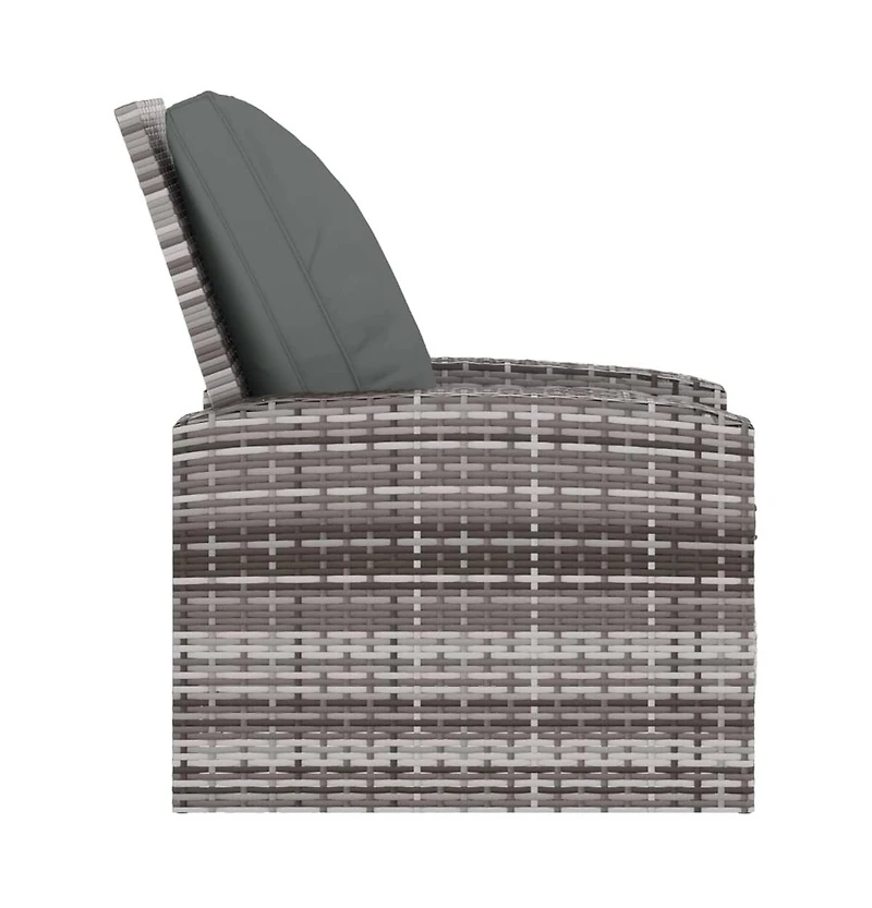 Patio Reclining Chair with Cushions Gray Poly Rattan