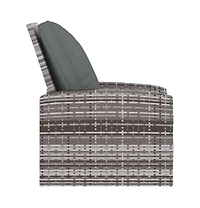 Patio Reclining Chair with Cushions Gray Poly Rattan