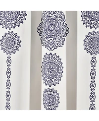 Lush Decor Stripe Medallion Light Filtering Window Curtain Panels Pair 52"W x 63"L Navy - Boho Curtains for Bedroom