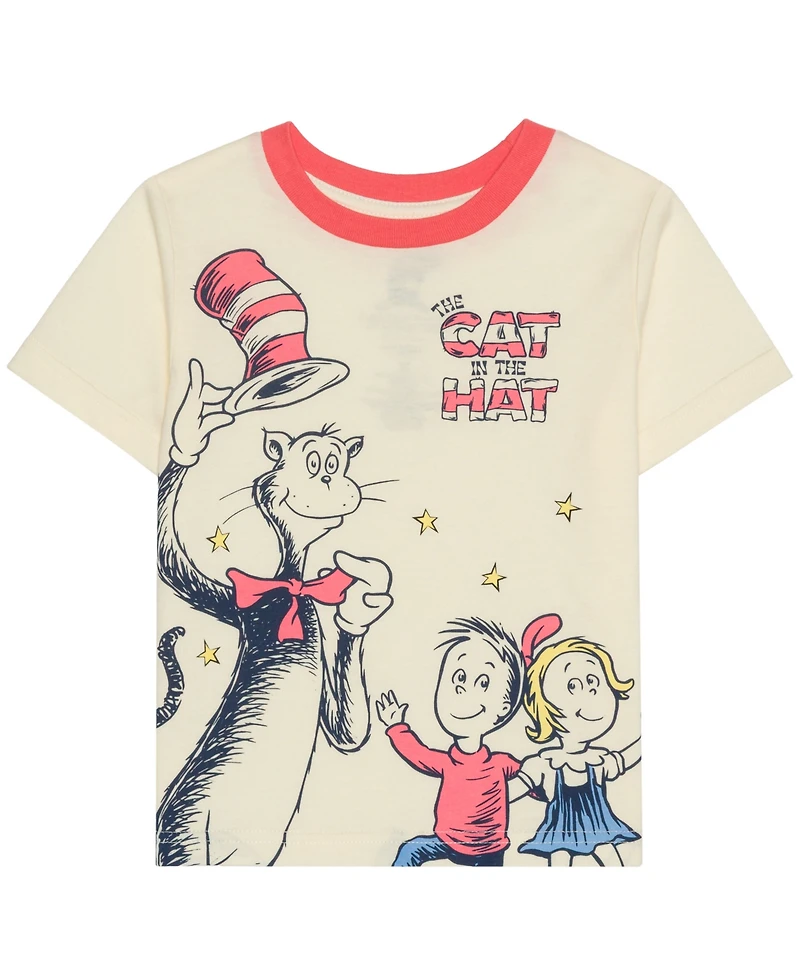 Dr. Seuss Boys' Toddler 2T-5T the Cat Hat T-Shirt and Shorts, 2-Piece Set