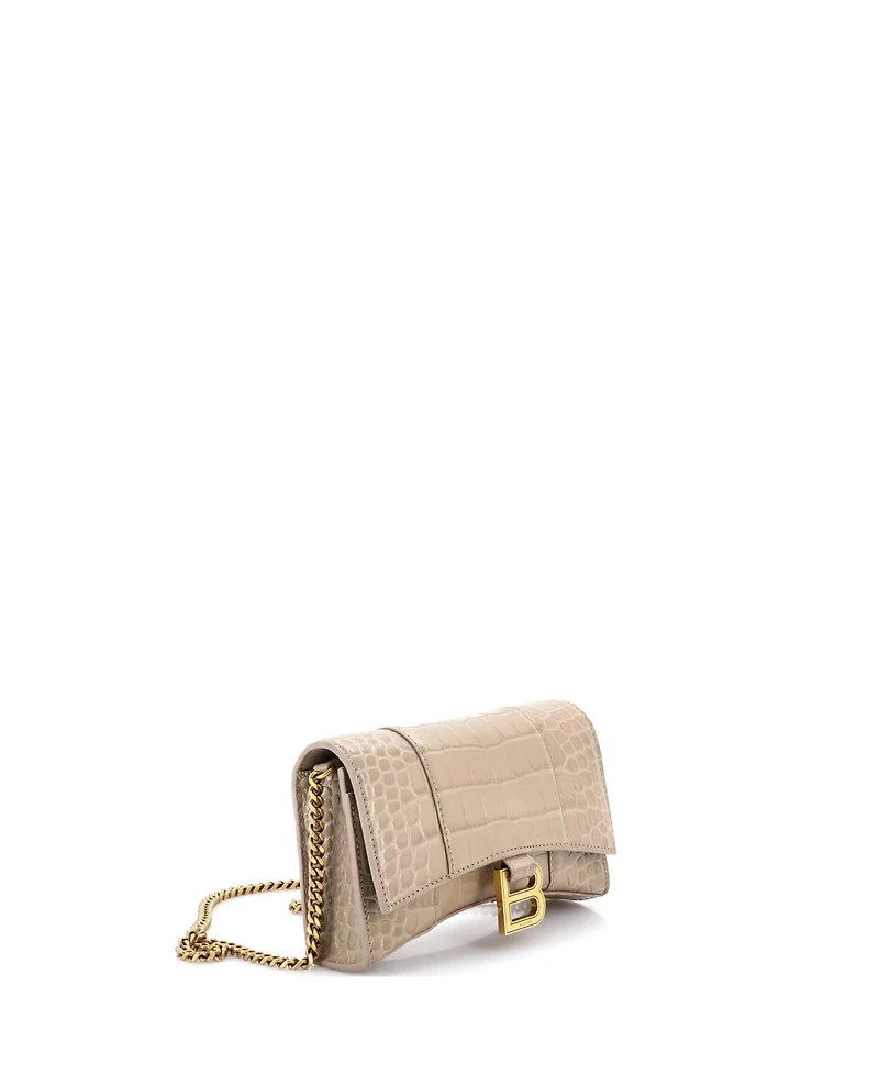 Pre-Owned Balenciaga Hourglass Chain Wallet Embossed Leather