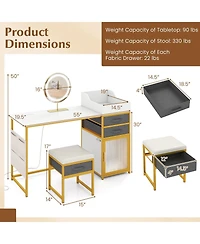 Volenca 55" Makeup Vanity Desk with Rotatable Lighted Mirror, Storage Dressing Table