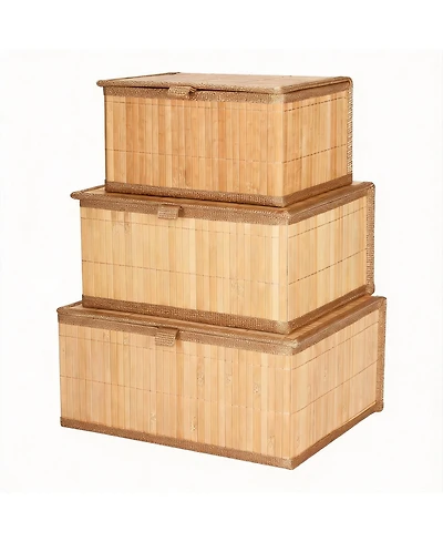 Yigii Bamboo Decorative Storage Bins Set of 3