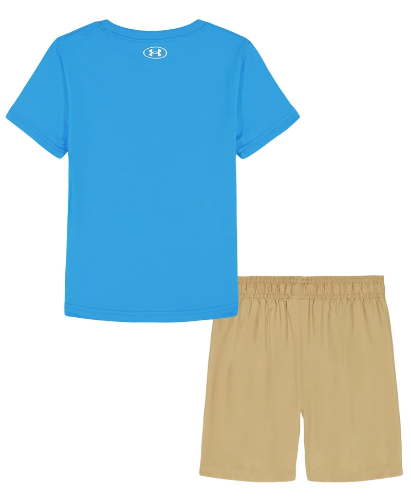 Under Armour Boys' 2T-7 Crewneck T-Shirt and Woven Shorts, 2-Piece Set