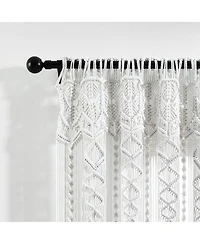Lush Decor Boho Macrame Textured Cotton Window Curtain Panel Single 40"W x 95"L White - Macrame Curtains For Windows, Room Divider