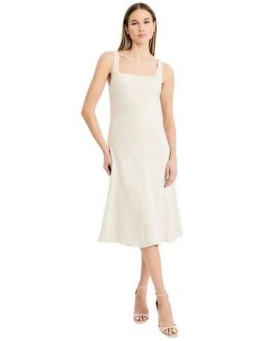 Luxely Women's Sleeveless Square Neck Midi Dress