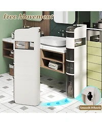 Volenca Narrow 6-Tier Bathroom Cabinet with Drawers and Built-In Tissue Box