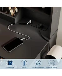 Gaomon Lighted Vanity Desk Set, Bedroom Makeup Dressing Table with Comfortable Padded Stool