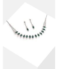 Sohi Silver Plated Designer Stone Necklace And Earring Set