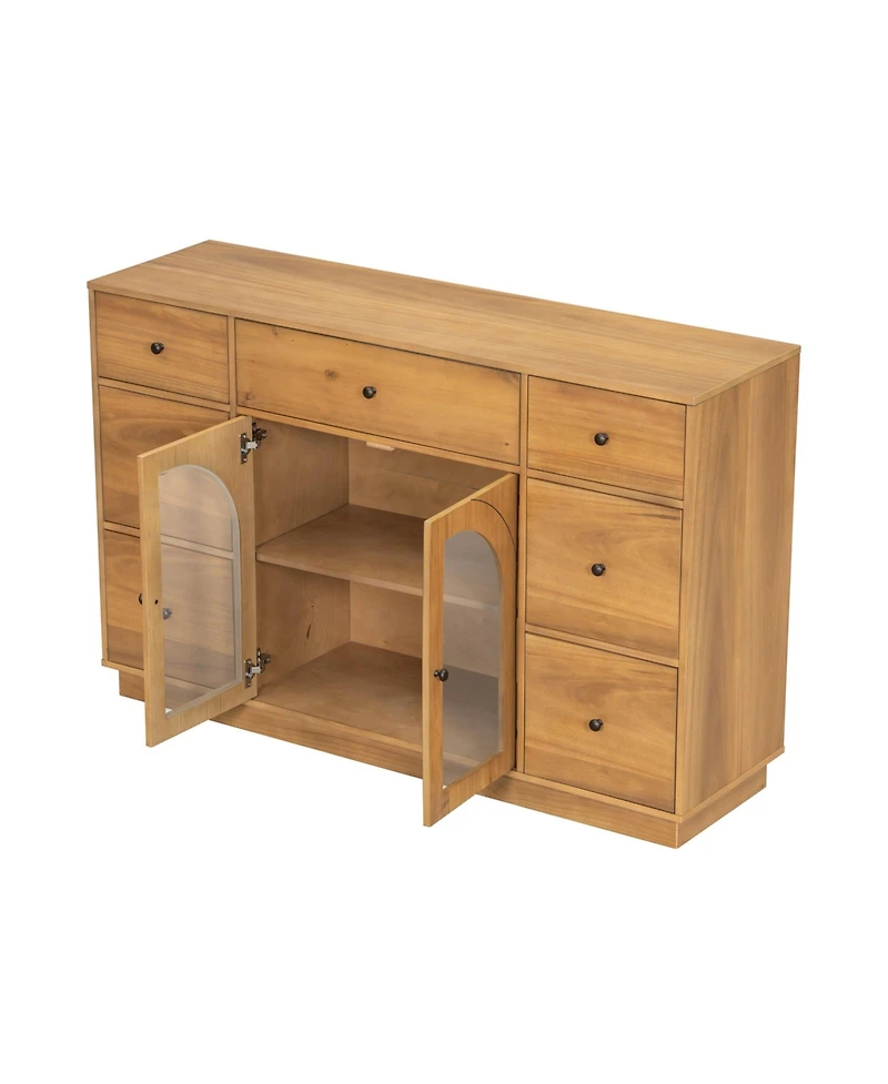 Boyel Living Large Storage Cabinet with 2 Doors and 7 Drawers for Living and Dining Room