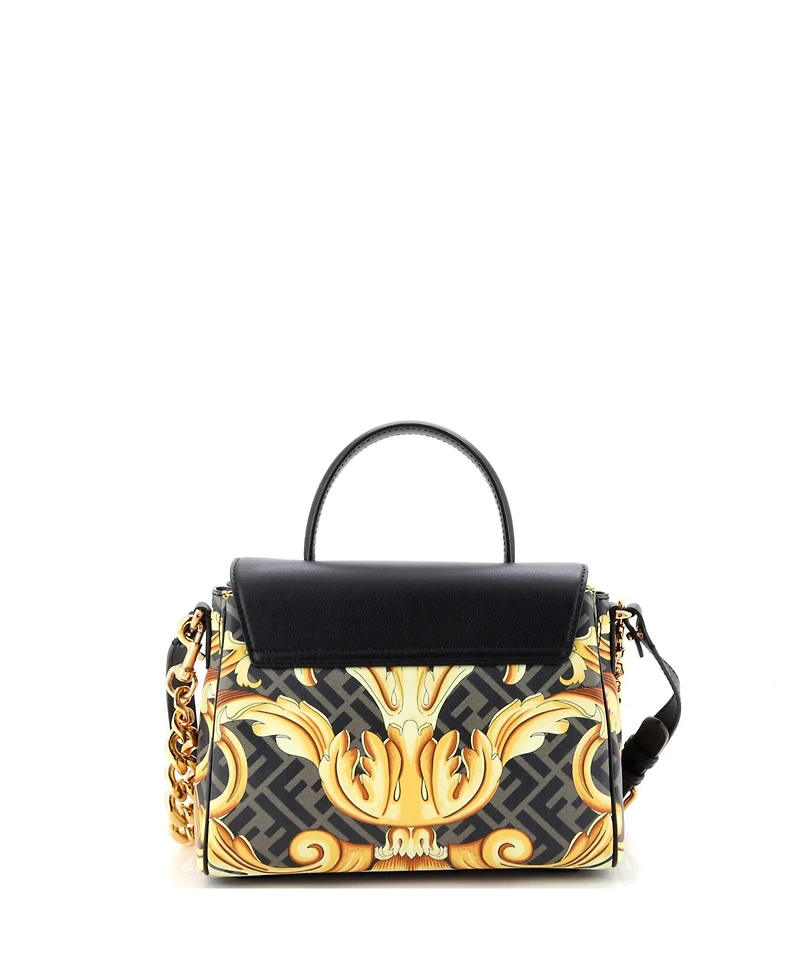 Pre-Owned Versace Medium x Fendi Fendace La Medusa Top Handle Bag Printed Laminated Leather with Leather