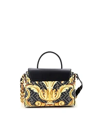 Pre-Owned Versace Medium x Fendi Fendace La Medusa Top Handle Bag Printed Laminated Leather with Leather