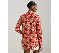 Lauren Ralph Women's Floral Print Collar Shirt