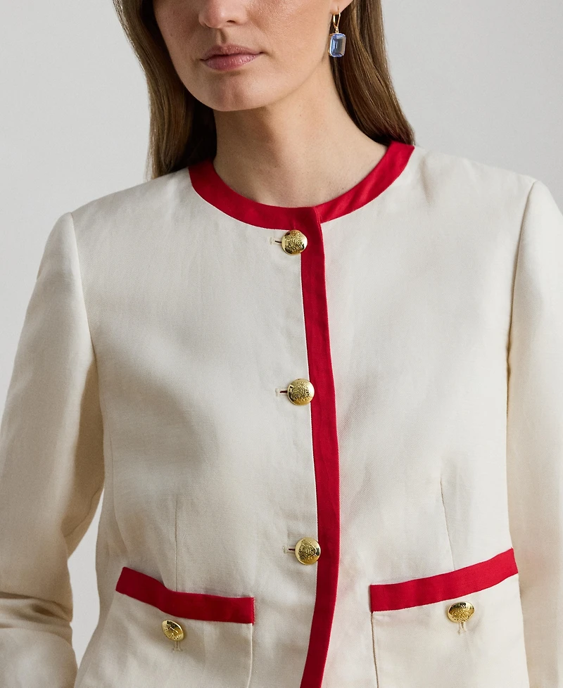 Lauren Ralph Women's Two-Tone Crewneck Twill Blazer