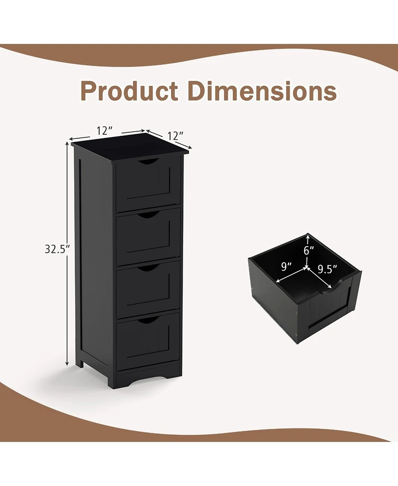 Volenca 4-Drawer Freestanding Floor Storage Cabinet with Anti-Tip Safety Kit