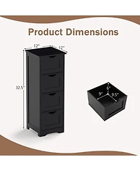 Volenca 4-Drawer Freestanding Floor Storage Cabinet with Anti-Tip Safety Kit