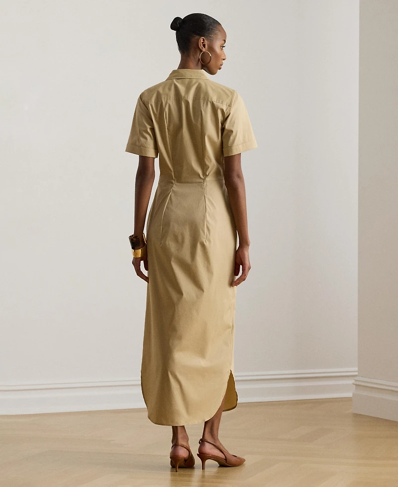 Lauren Ralph Women's Twist-Front Collared Shirt Dress