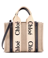 Pre-Owned Chloe Small Woody Convertible Tote Canvas with Leather