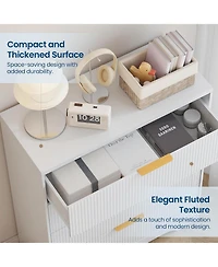 Gaomon 4 Drawer Dresser for Bedroom, Modern Chest of Drawers with Waveform Fluted Panel, Tall Wood Storage Nursery, Hallway, Living Room,
