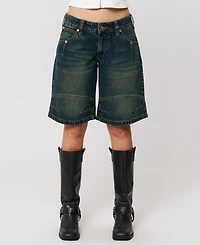 Abrand Women's Jort Riley Engineered Baggy Low Rise Denim Shorts