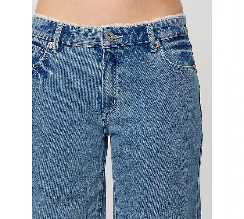 Abrand Women's Selena Lace Wide-Leg Baggy Jeans