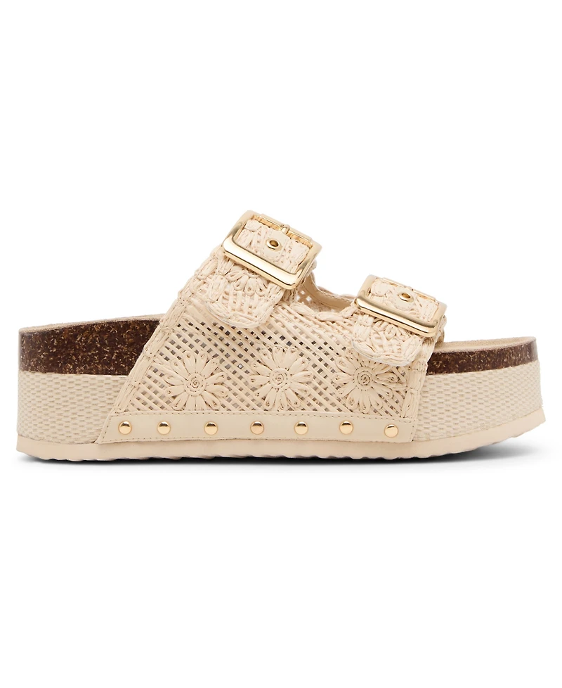 Madden Girl Women's Babes-rf Double-Strap Round Toe Flatform Footbed Sandals