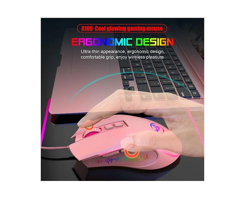 Risokeys Wired Gaming Mouse, 3600 Dpi Adjustable, 7-Color Rgb Backlit