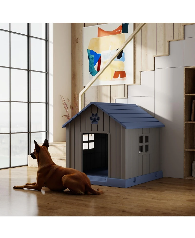 Decksplore 38 inch pointed dog house Spacious Indoor Outdoor Shelter with Removable Roof