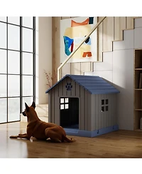 Decksplore 38 inch pointed dog house Spacious Indoor Outdoor Shelter with Removable Roof