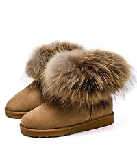 Pazstor Women's Shearling and Raccoon Hair Boots CY2469