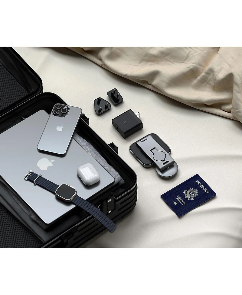 Satechi 3-In-1 Foldable Qi2 Wireless Charging Stand, Space Gray