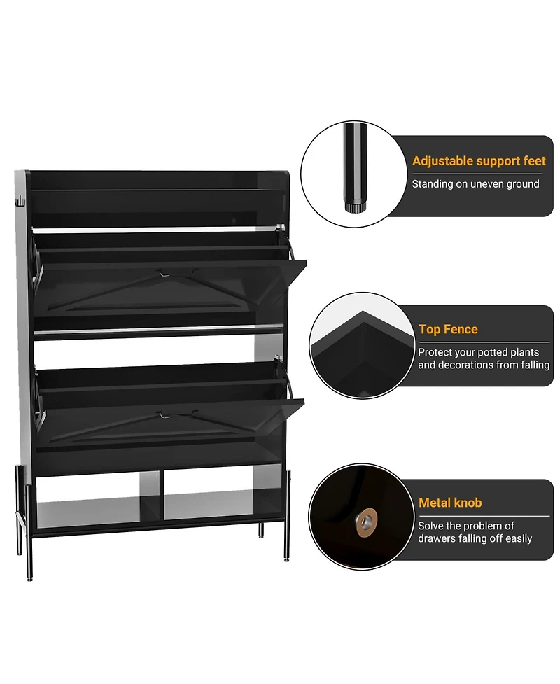 Homfan Shoe Storage Cabinet with 2 Flip Drawers, Freestanding Shoe Organizer for Entryway, Hallway