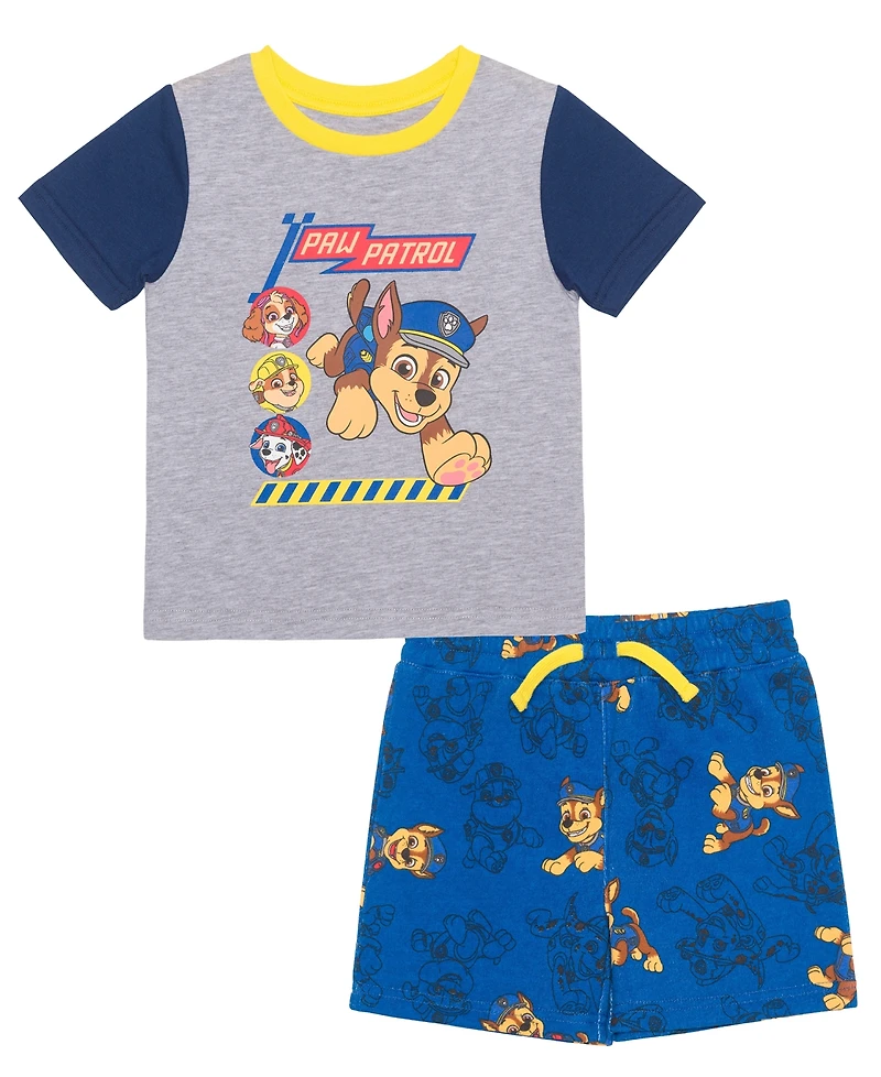 Paw Patrol Boys' Toddler 2T-5T T-Shirt and All-Over Print Shorts, 2-Piece Set