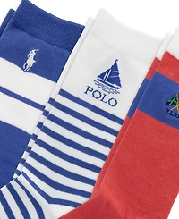 Polo Ralph Lauren Girls' 4-11 Assorted Crew Socks, 3-Pack