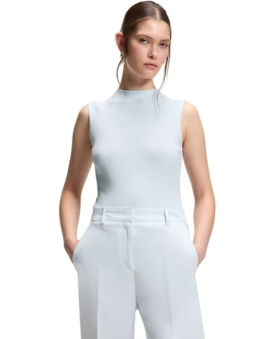 Boss by Hugo Women's Mock Neckline Ribbed-Knit Top