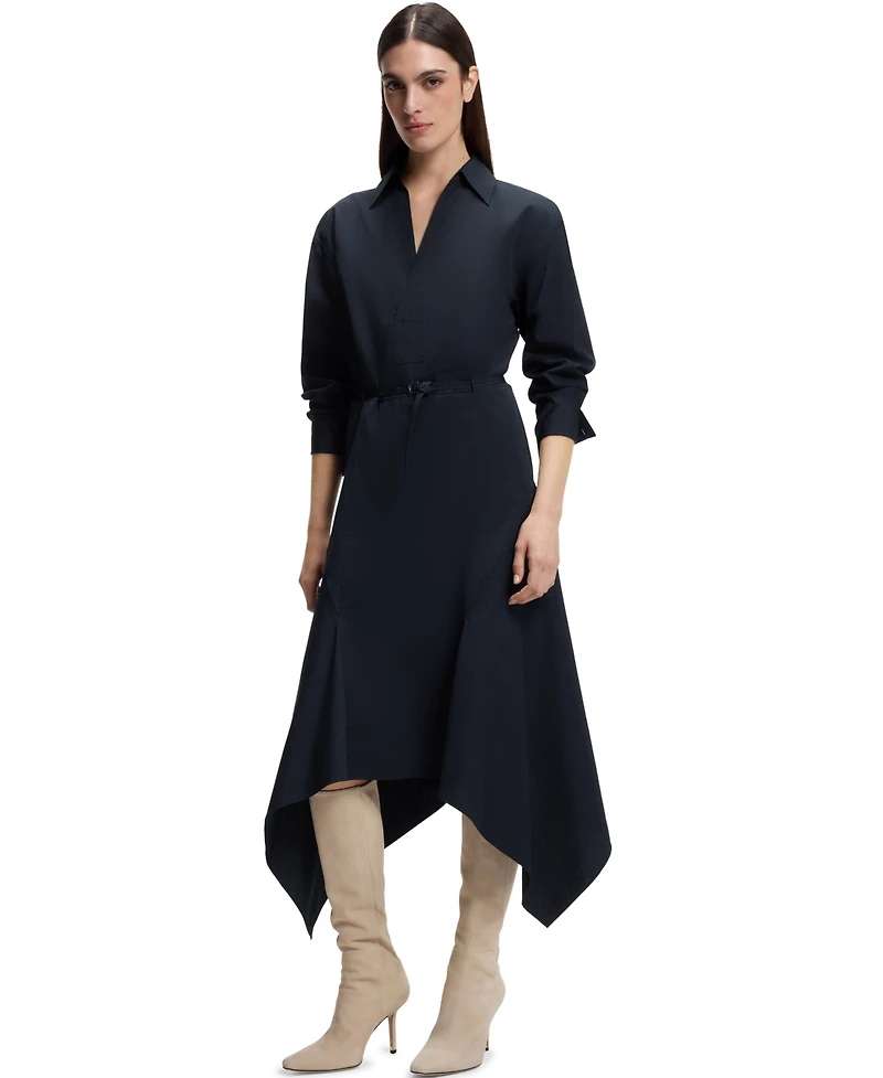 Boss by Hugo Women's Cotton Poplin Belted Shirt Dress