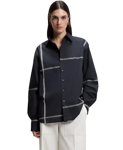 Boss by Hugo Women's Cotton Canvas Relaxed-Fit Blouse