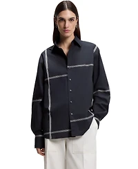 Boss by Hugo Women's Cotton Canvas Relaxed-Fit Blouse