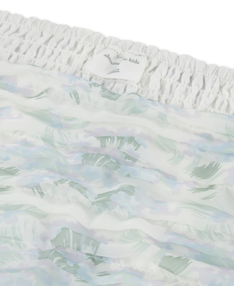 abercrombie kids Girls' Emerson Organza Puff-Sleeve Square Neck Top