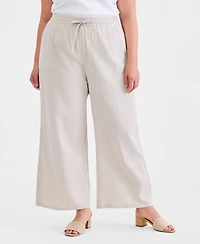 Style & Co Plus Cotton Gauze Wide-Leg Pants, Macy's Exclusive