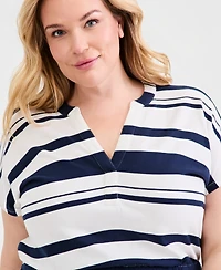 Style & Co Plus Striped Flared Knit Midi Dress, Macy's Exclusive