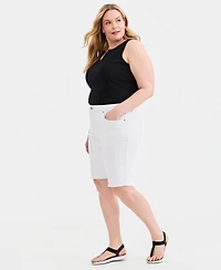 Style & Co Plus Mid-Rise Raw-Edge Bermuda Shorts, Macy's Exclusive