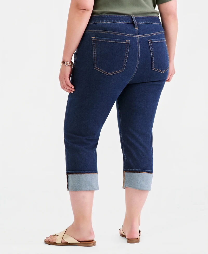 Style & Co Plus High-Rise High-Cuff Capri Jeans, Macy's Exclusive