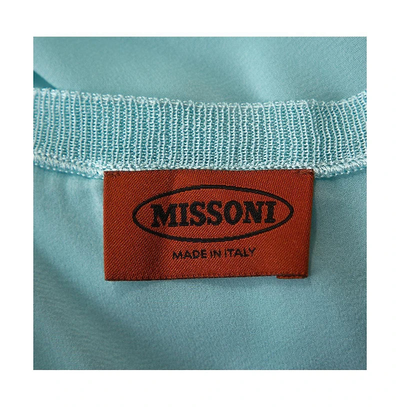 Pre-Owned Missoni Women's Pastel Blue Silk & Knit Sleeveless Scoop Neck Top