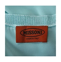 Pre-Owned Missoni Women's Pastel Blue Silk & Knit Sleeveless Scoop Neck Top