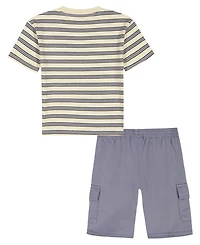 Calvin Klein Baby Boys' Crewneck Striped T-Shirt & Cargo Shorts, 2-Piece Set