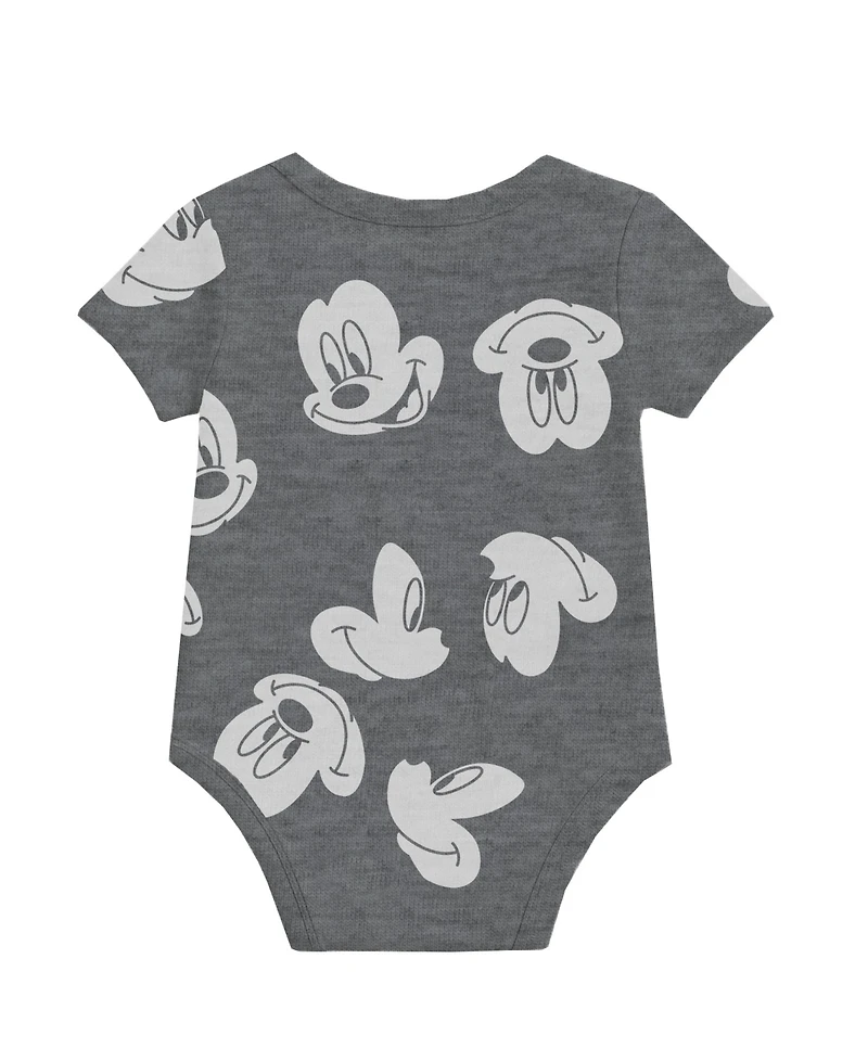 Disney Baby Boys' Mickey Mouse Short-Sleeve Bodysuits, 3-Piece Set